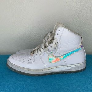 Air Force 1s - leather and holographic vinyl